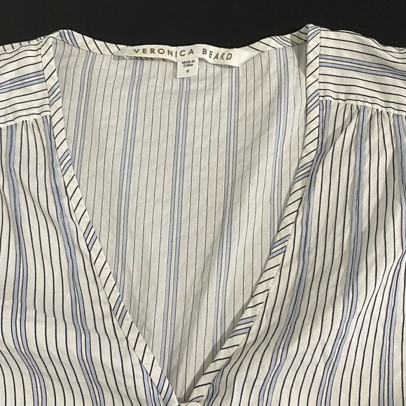 Veronica Beard Pismo Blouse White Navy Blue Stripe Coastal Nautical - Picture 3 of 14
